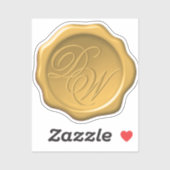 Waslakzegel Monogram Goud Geel Calligrafie Bruilof Sticker (Vel)