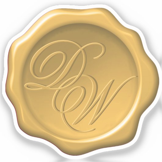 Waslakzegel Monogram Goud Geel Calligrafie Bruilof Sticker (Voorkant)