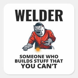 Waslassen Metaal Ironworker Funny Vierkante Sticker