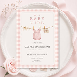 Waslijn Baby Meisje Roze Baby Borrel Kaart