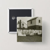 Waslijn buiten de huizen vierkante button 5,1 cm (Voorkant /achterkant)