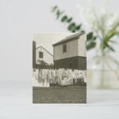 Waslijn buiten huizen briefkaart (Staand voorkant)