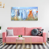 waslijn in bloei canvas afdruk (Insitu (Woonkamer))