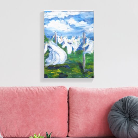 waslijn schilderen canvas afdruk (Insitu (Woonkamer))