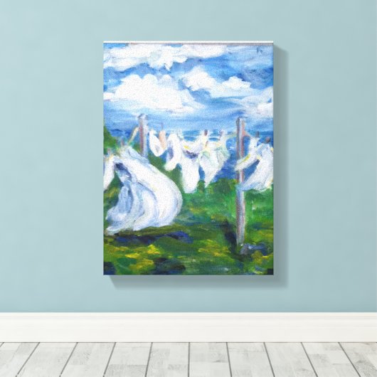 waslijn schilderen canvas afdruk (Insitu (Houten vloer))