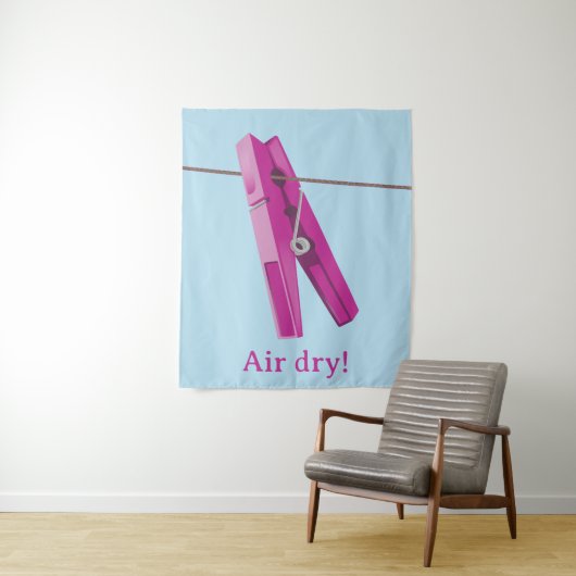 Waslijn van wasknijper wandkleed (In situ)