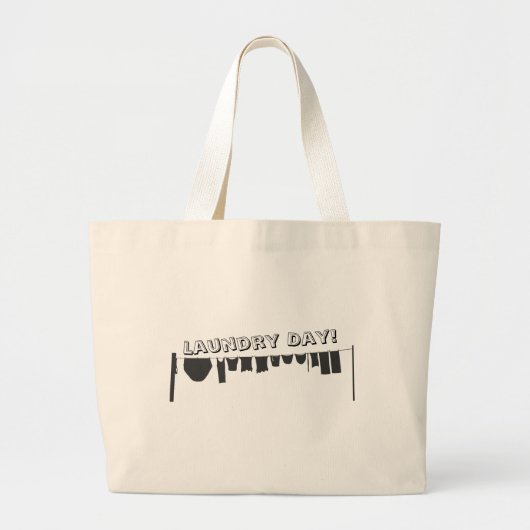 Waslijn wasdag grote tote bag (Voorkant)