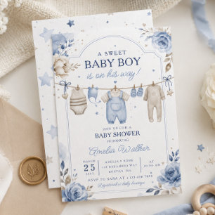 Wasmachine Baby Jongen Watercolor Baby Borrel Kaart