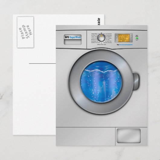 Wasmachine Briefkaart (Voorkant / Achterkant)