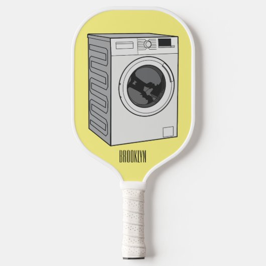 Wasmachine cartoon illustratie pickleball paddle (Voorkant)