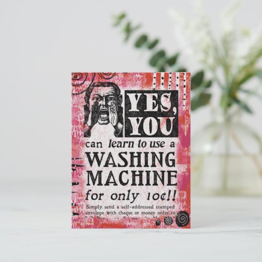 Wasmachine - Funny Vintage Ad Briefkaart (Staand voorkant)