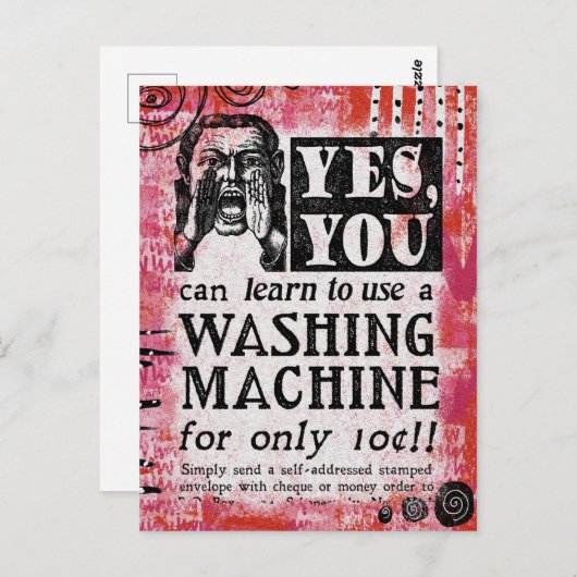 Wasmachine - Funny Vintage Ad Briefkaart (Voorkant / Achterkant)