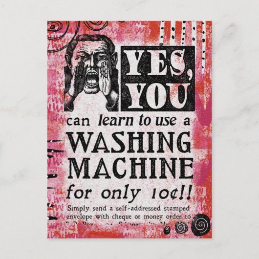 Wasmachine - Funny Vintage Ad Briefkaart (Voorkant)