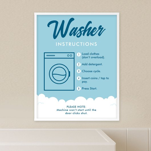 Wasmachine Instructies Modern Wasmachine Bord Post Poster