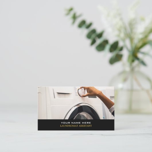 Wasmachine, Laundromat, reinigingsservice Visitekaartje (Staand voorkant)