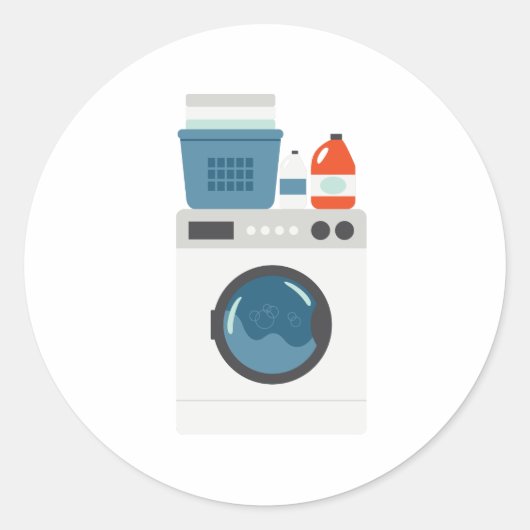 Wasmachine Ronde Sticker (Voorkant)