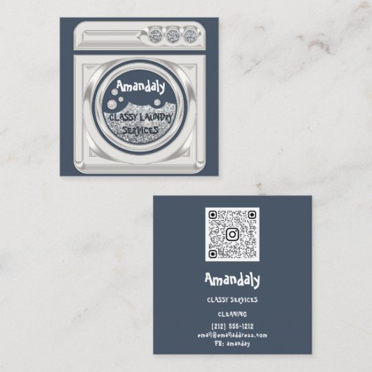 Wasmachine startreinigingsmachine QR-code Logo Vierkante Visitekaartje (Voorkant / Achterkant)