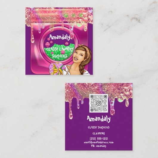 Wasmachine voor wasgoed Startreinigingsmachine QR- Vierkante Visitekaartje (Voorkant / Achterkant)