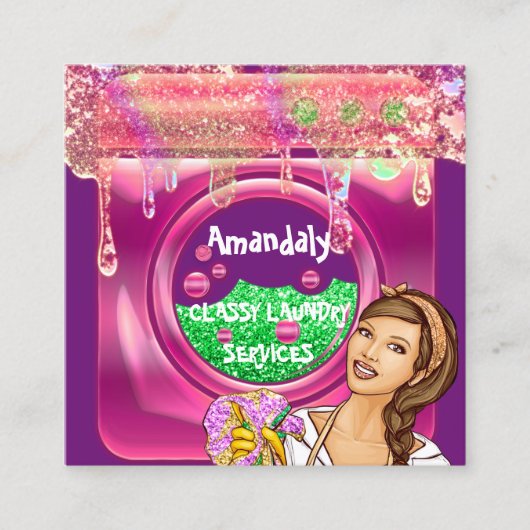 Wasmachine voor wasgoed Startreinigingsmachine QR- Vierkante Visitekaartje (Voorkant)