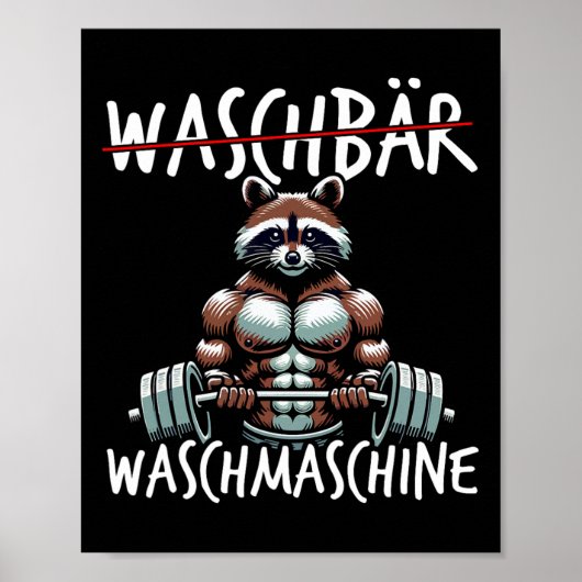 Wasmachine wasbeer Fitness Bodybuildi Poster (Voorkant)