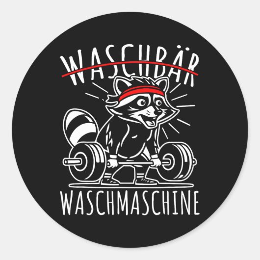 Wasmachine wasbeer Fitness Bodybuildi Ronde Sticker (Voorkant)