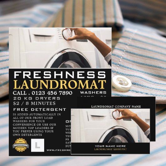 Wasmachine, Wasserij, Schoonmaadreclame Flyer