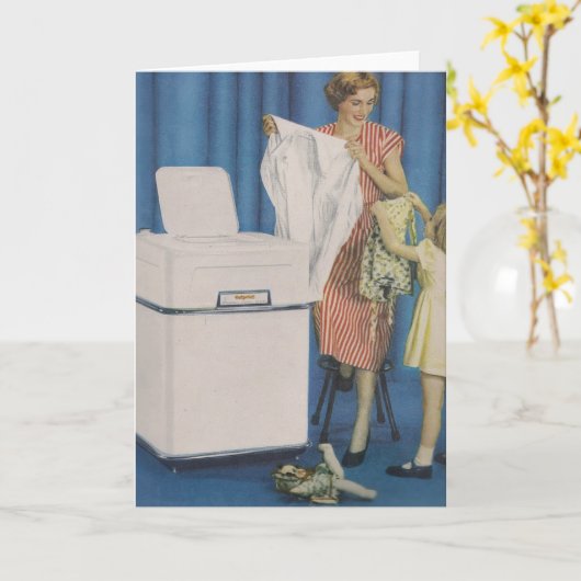 Wasmachine Wenskaart Kaart (Gele Bloem)