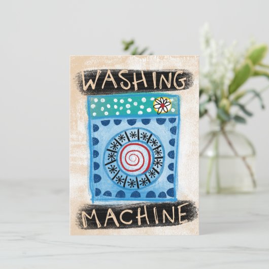 Wasmachine Wenskaart Kaart (Staand voorkant)