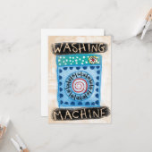Wasmachine Wenskaart Kaart (Voorkant / Achterkant in situ)