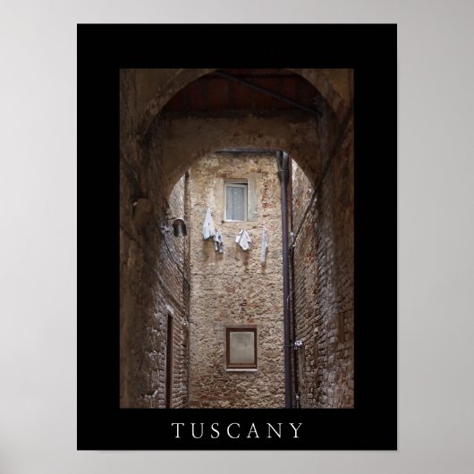 Wasmachinegoed drogen in Tuscany zwart poster (Voorkant)