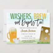 Wasmachines en Bier Baby shower Uitnodiging (Voorkant)