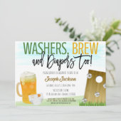 Wasmachines en Bier Baby shower Uitnodiging (Staand voorkant)