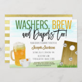 Wasmachines en Bier Baby shower Uitnodiging (Voorkant / Achterkant)