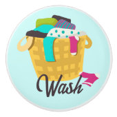 Wasmand vol met kleding keramische knop (Voorkant)