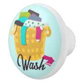 Wasmand vol met kleding keramische knop (Rechts)