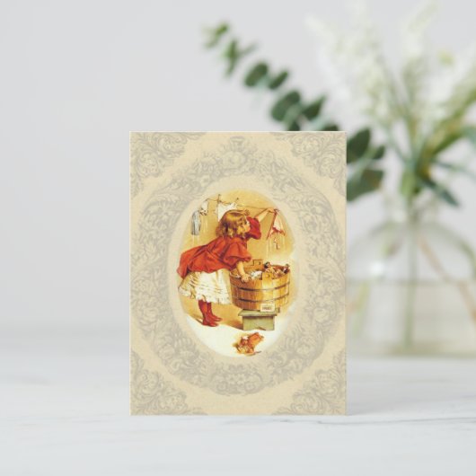  wasmeisje briefkaart (Staand voorkant)