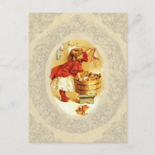  wasmeisje briefkaart (Voorkant)