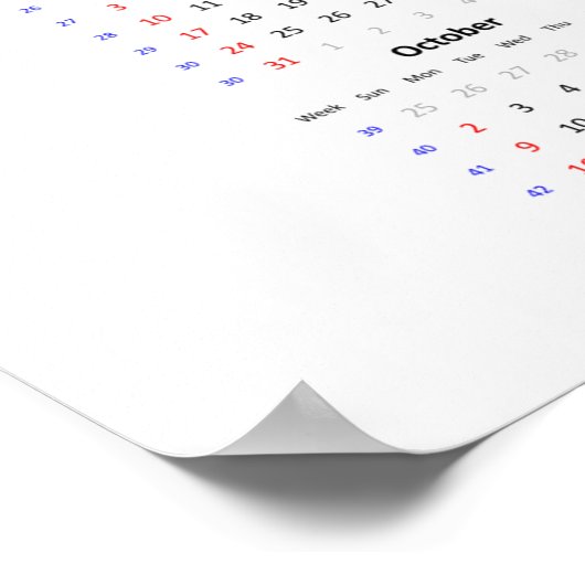 Wasp Calendar 2022 Poster - Zondag begin (Hoek)