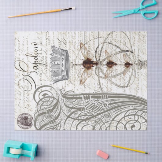 Wasp Ephemera Script Decoupage Tissue Tissuepapier (Craft)