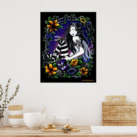 Wasp Fae Gothic Flower Poster (Keuken)