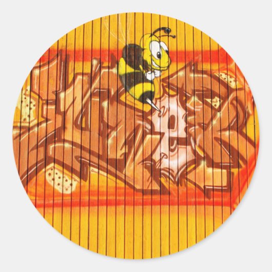 Wasp Graffiti Wall Ronde Sticker (Voorkant)