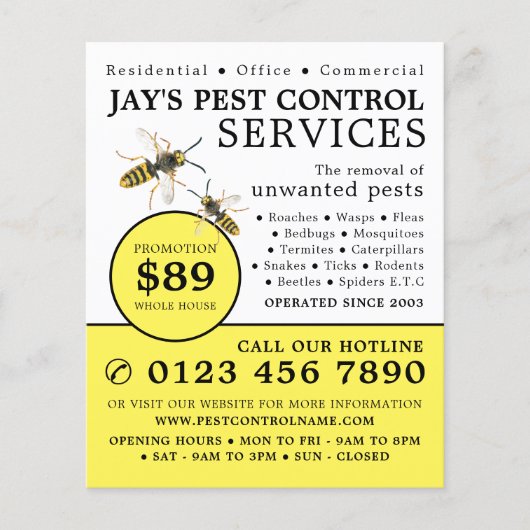 Wasp, Pest Control Adverteren Flyer (Voorkant)