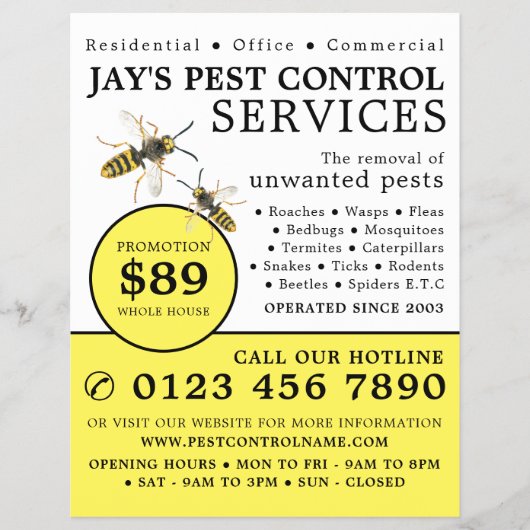 Wasp, Pest Control Adverteren Flyer (Voorkant)