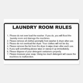 'Wasregels' Wasserette Overlay Zwart Rechthoekige Sticker