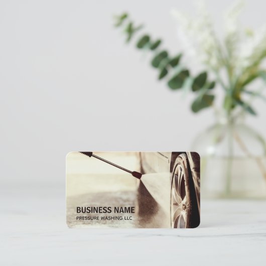 Wasreiniging drukwasauto's visitekaartje (Staand voorkant)