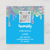 Wasreiniging wasgoed QRCode Blue Pink Vierkante Visitekaartje (Achterkant)