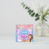 Wasreiniging wasgoed QRCode Blue Pink Vierkante Visitekaartje (Staand voorkant)