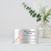 Wasreinigingsservice Metallic zilver roze glitter Visitekaartje (Staand voorkant)