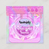 Wasreinigingsservice QR Code Holograaf wasprogramm Vierkante Visitekaartje (Voorkant)