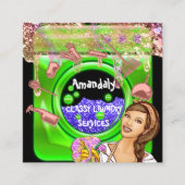 Wasreinigingsservices QRCode Green Vierkante Visitekaartje (Voorkant)